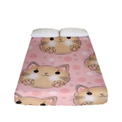 Cat Pattern Pink Background Fitted Sheet (full/ Double Size) by danenraven