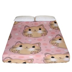 Cat Pattern Pink Background Fitted Sheet (king Size) by danenraven