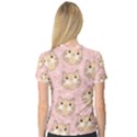 Cat Pattern Pink Background V-Neck Sport Mesh Tee View2