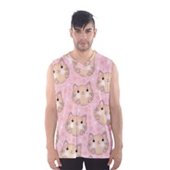 Cat Pattern Pink Background Men s Basketball Tank Top by danenraven