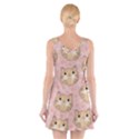 Cat Pattern Pink Background V-Neck Sleeveless Dress View2