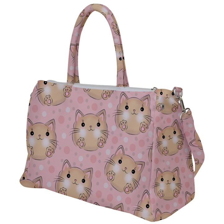 Cat Pattern Pink Background Duffel Travel Bag