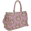 Cat Pattern Pink Background Duffel Travel Bag View2