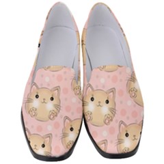 Cat Pattern Pink Background Women s Classic Loafer Heels