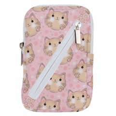 Cat Pattern Pink Background Belt Pouch Bag (large) by danenraven