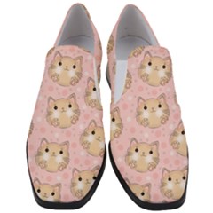 Cat Pattern Pink Background Women Slip On Heel Loafers by danenraven