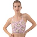 Cat Pattern Pink Background Mini Tank Bikini Top View1