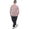 Cat Pattern Pink Background Men s Long Sleeve Raglan Tee View2