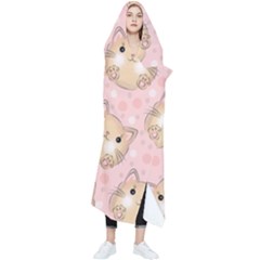 Cat Pattern Pink Background Wearable Blanket by danenraven