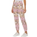 Cat Pattern Pink Background Cropped Drawstring Pants View2