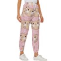 Cat Pattern Pink Background Cropped Drawstring Pants View3