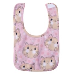 Cat Pattern Pink Background Baby Bib