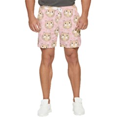 Cat Pattern Pink Background Men s Runner Shorts by danenraven