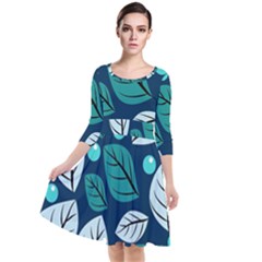 Vibrant Fall Autumn   Quarter Sleeve Waist Band Dress