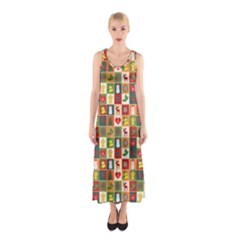 Xmas Christmas Pattern Sleeveless Maxi Dress by danenraven