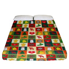 Xmas Christmas Pattern Fitted Sheet (king Size) by danenraven