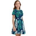 Vibrant Fall Autumn   Kids  Bow Tie Puff Sleeve Dress View2