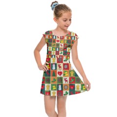 Xmas Christmas Pattern Kids  Cap Sleeve Dress by danenraven