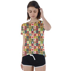 Xmas Christmas Pattern Short Sleeve Foldover Tee by danenraven