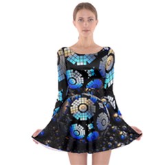 Illustration Tech Galaxy Robot Bot Science Long Sleeve Skater Dress by danenraven