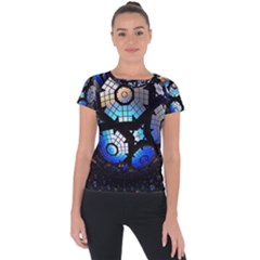 Illustration Tech Galaxy Robot Bot Science Short Sleeve Sports Top  by danenraven