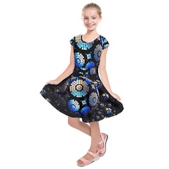 Illustration Tech Galaxy Robot Bot Science Kids  Short Sleeve Dress by danenraven