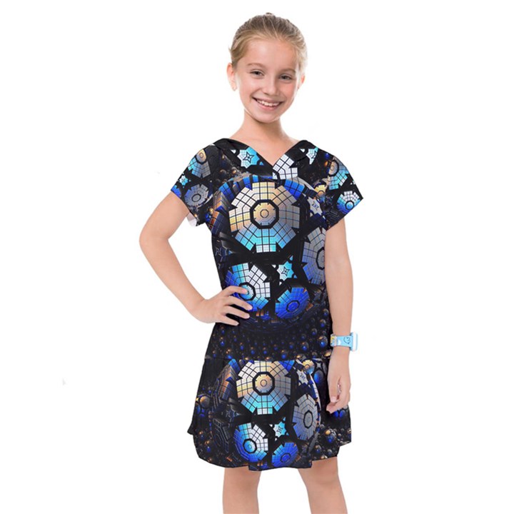 Illustration Tech Galaxy Robot Bot Science Kids  Drop Waist Dress