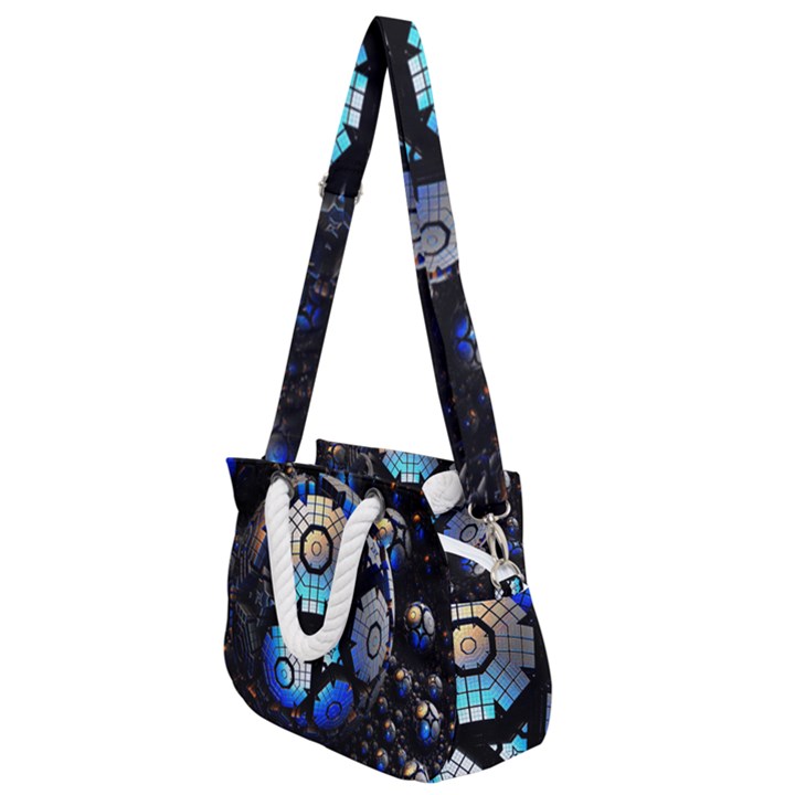 Illustration Tech Galaxy Robot Bot Science Rope Handles Shoulder Strap Bag