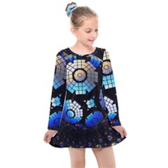 Illustration Tech Galaxy Robot Bot Science Kids  Long Sleeve Dress by danenraven