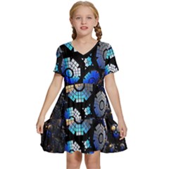 Illustration Tech Galaxy Robot Bot Science Kids  Short Sleeve Tiered Mini Dress by danenraven