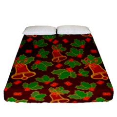 Illustration Xmas Christmas Pattern Fitted Sheet (queen Size) by danenraven