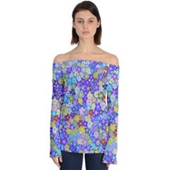 Illustration Background Flower Pattern Floral Off Shoulder Long Sleeve Top by danenraven