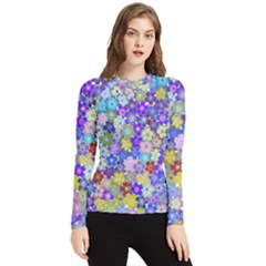 Illustration Background Flower Pattern Floral Women s Long Sleeve Rash Guard