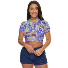 Illustration Background Flower Pattern Floral Side Button Cropped Tee by danenraven