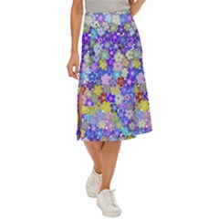 Illustration Background Flower Pattern Floral Midi Panel Skirt by danenraven