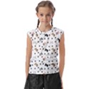 Illustration Cat Paw Background Pattern Cute Kids  Raglan Cap Sleeve Tee View1