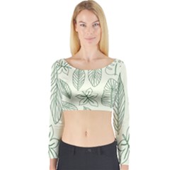 Banana Leaves Draw  Long Sleeve Crop Top by ConteMonfrey