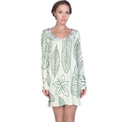 Banana Leaves Draw  Long Sleeve Nightdress by ConteMonfrey