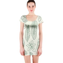 Banana Leaves Draw  Short Sleeve Bodycon Dress by ConteMonfrey