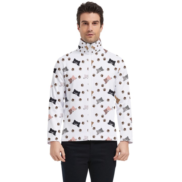 Illustration Cat Paw Background Pattern Cute Men s Bomber Jacket