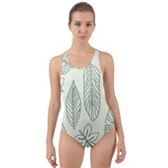 Banana Leaves Draw  Cut-out Back One Piece Swimsuit by ConteMonfrey