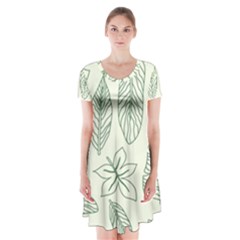 Banana Leaves Draw  Short Sleeve V-neck Flare Dress by ConteMonfrey