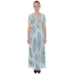 Banana Leaves Draw  High Waist Short Sleeve Maxi Dress by ConteMonfrey