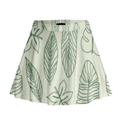 Banana Leaves Draw  Mini Flare Skirt by ConteMonfrey