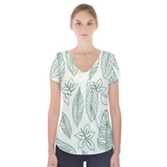 Banana Leaves Draw  Short Sleeve Front Detail Top by ConteMonfrey