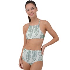 Banana Leaves Draw  High Waist Tankini Set by ConteMonfrey