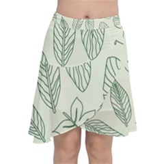 Banana Leaves Draw  Chiffon Wrap Front Skirt by ConteMonfrey