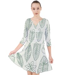 Banana Leaves Draw  Quarter Sleeve Front Wrap Dress by ConteMonfrey