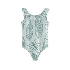 Banana Leaves Draw  Kids  Frill Swimsuit by ConteMonfrey