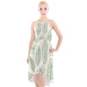 Banana Leaves Draw  High-Low Halter Chiffon Dress  View1